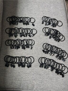 Black Curtain Ring Clips - Bulk Set (77 total)